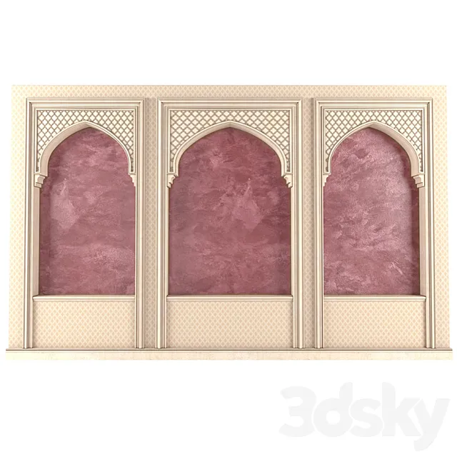 Oriental-style arch.Arabic wall 3D Model Oriental-style arch.Arabic wall 3D Model