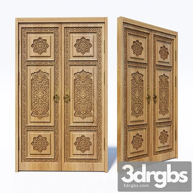 Oriental style door 3D Model Download