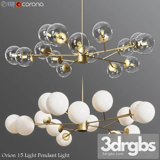 Orion 15 light pendant clear & opaque glass 3D Model Download