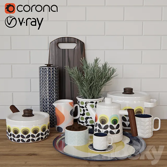 Orla Kiely_kitchen set 3D Model