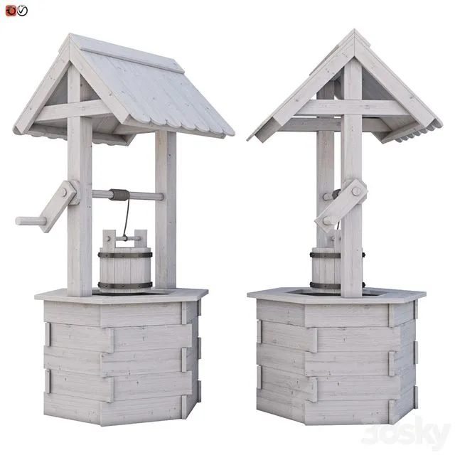 Ornamental garden well 04 3D Model