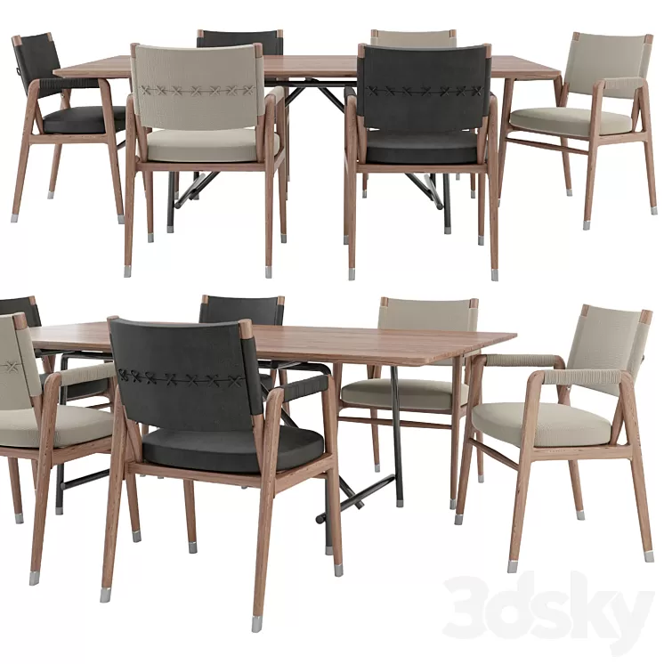 Ortigia Chair and Any Day Table 3D Model