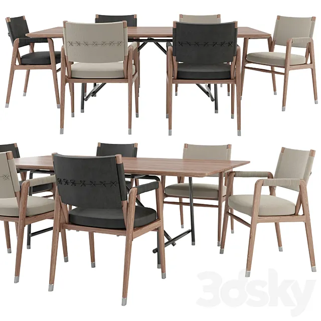 Ortigia Chair and Any Day Table 3DModel Ortigia Chair and Any Day Table 3DModel