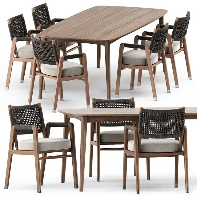 ORTIGIA CHAIR by flexform and GRASSHOPPER TABLE by KARPENTER 3D Model