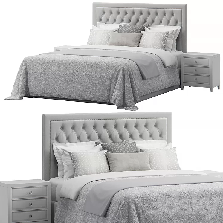Osborne Fabric King Sized Tufted Headboard Bed 3D Model