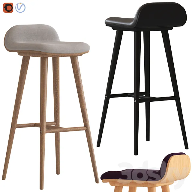 Oslo Home Venice and Black Capa Barstools 3D Model Oslo Home Venice and Black Capa Barstools 3D Model