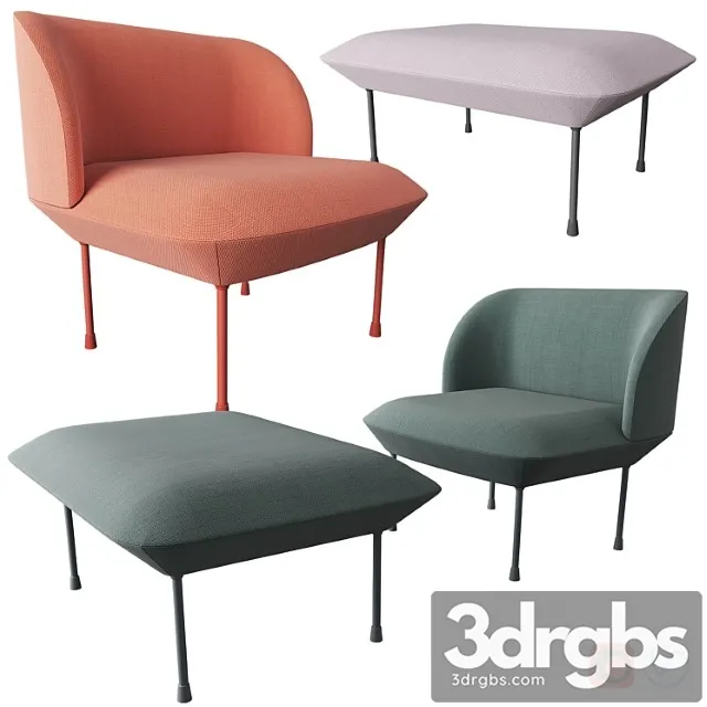 Oslo lounge chair & pouf by muuto 3D Model Download