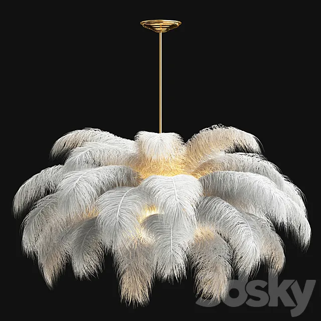 Ostrich Feather Chandelier 3D Model Ostrich Feather Chandelier 3D Model