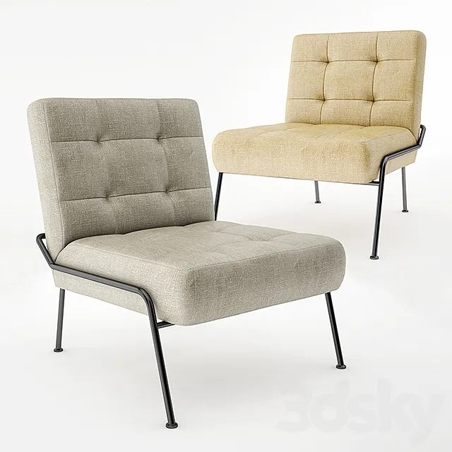 Oswald Tufted Slipper Chair 3D Model
