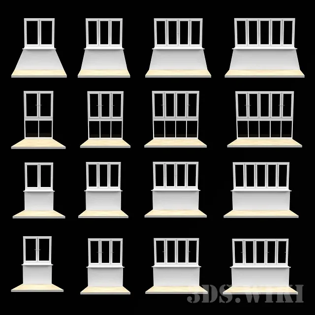 other-models – Balcony window set 3D Model