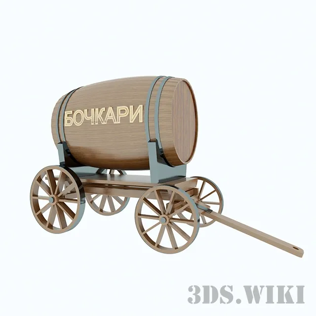 other-models – Barrel on a cart 3D Model
