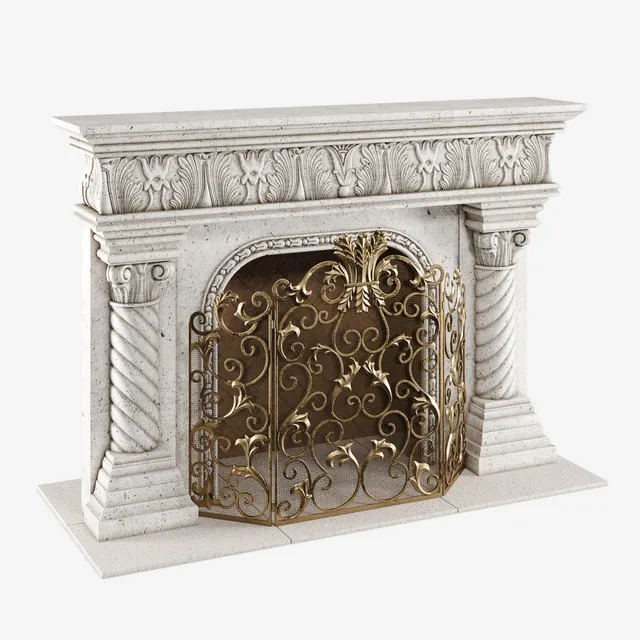 other-models – Caesar Mantel & Acanthus Fireplace Screen 3D Model