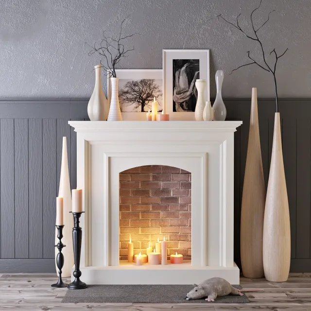 other-models – Decorative fireplace with candles 3D Model
