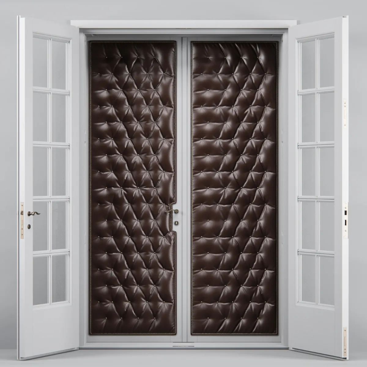 other-models – Double leather tufted glass doors 3D Model