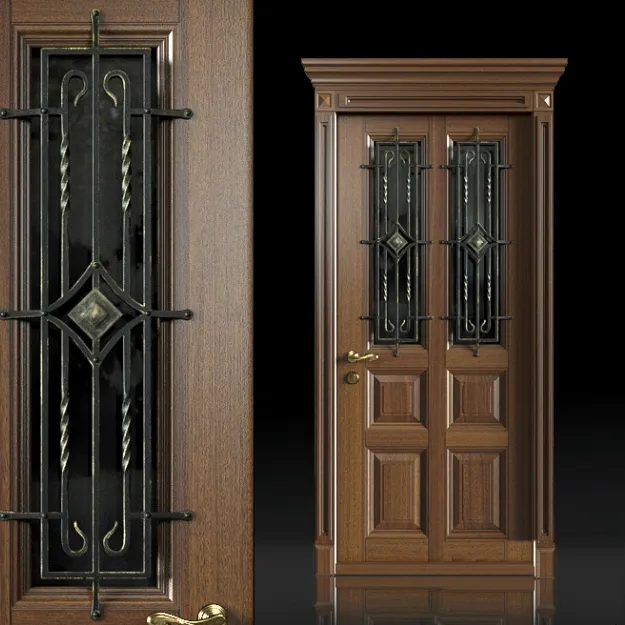 other-models – Entrance door with wrought-iron grille 2 3D Model