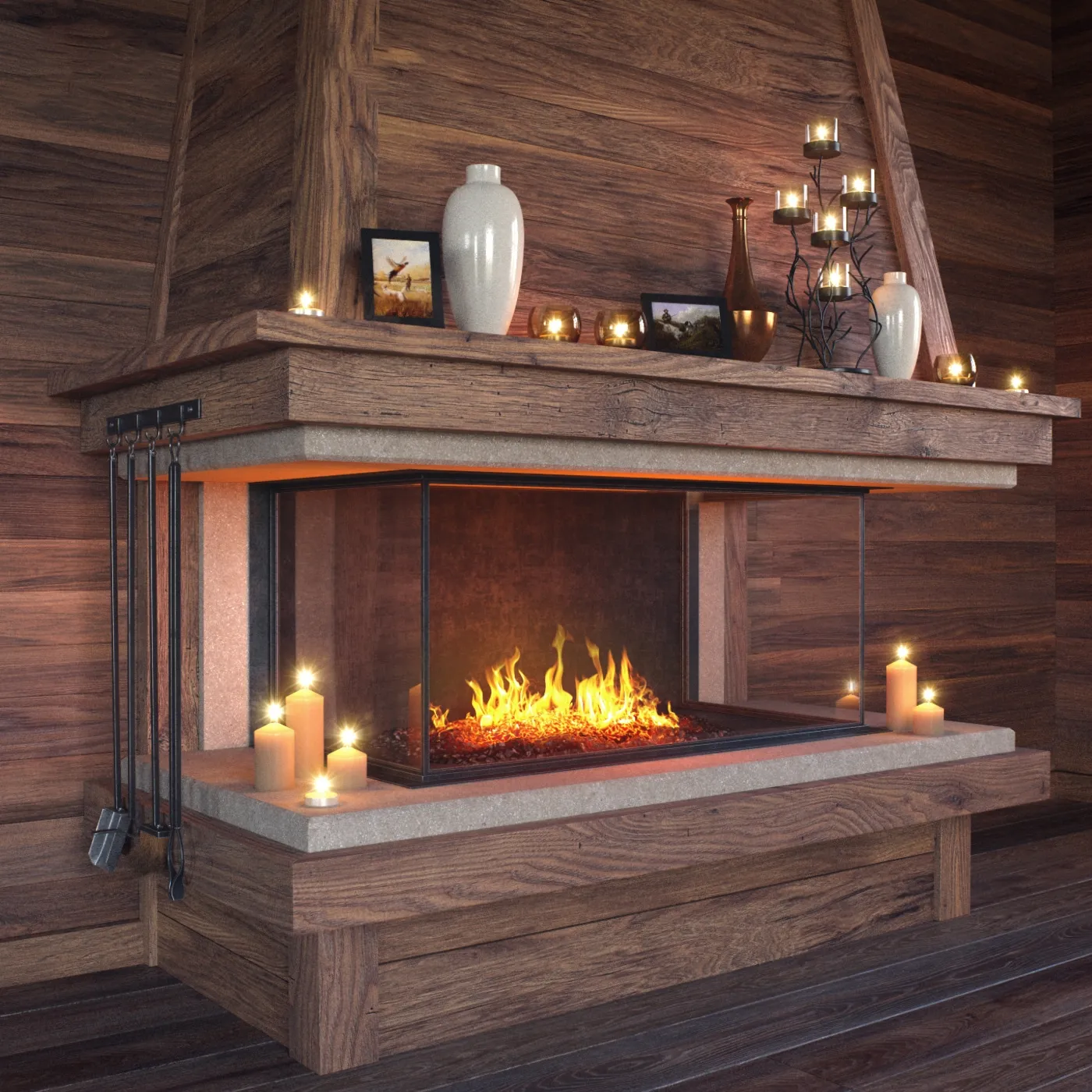 other-models – Fireplace set 003 3D Model