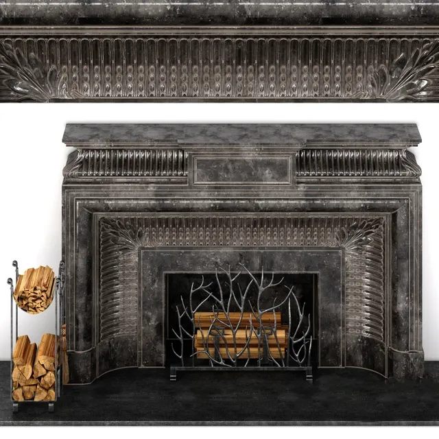 other-models – Fireplace with tools 3D Model