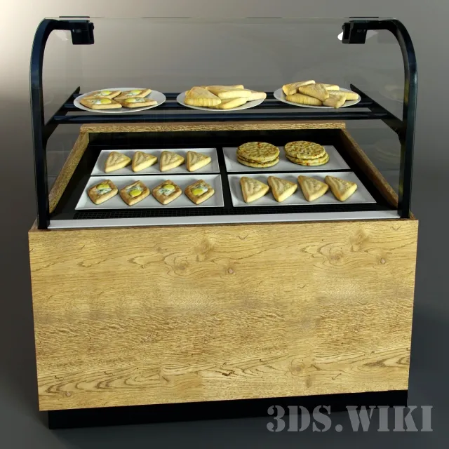 other-models – Heated showcase with three types of khachapuri 3D Model