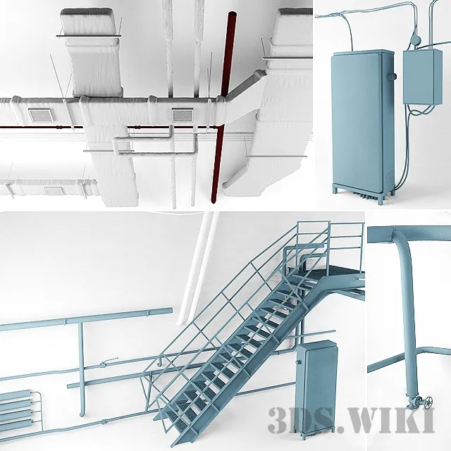 other-models – Loft set (ventilation wires stairs heating) 3D Model