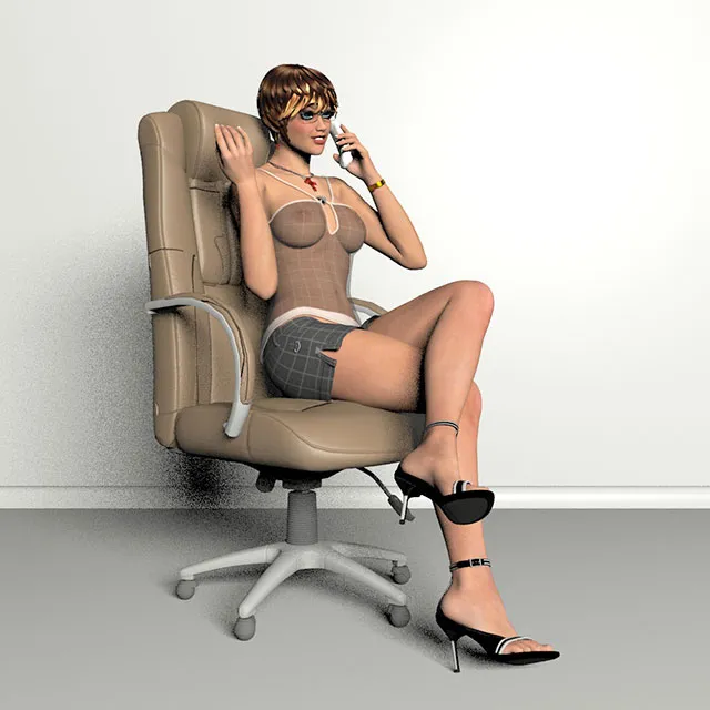 other-models – Office girl with phone 3D Model