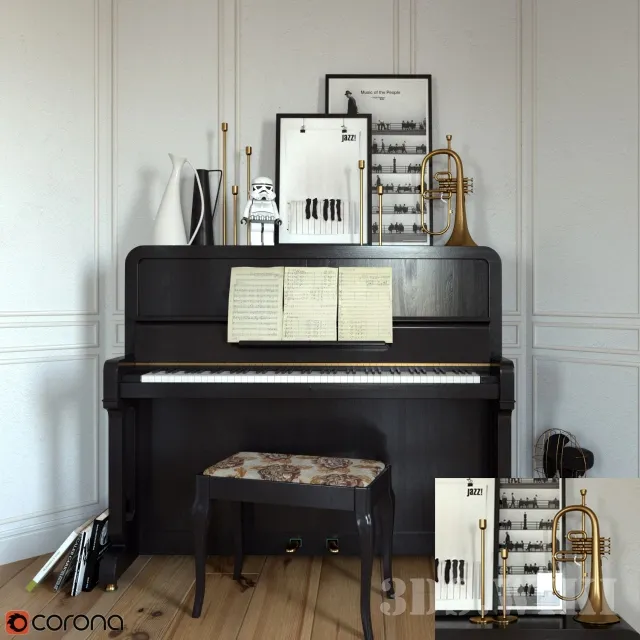 other-models – Piano and Flugelhorn 3D Model