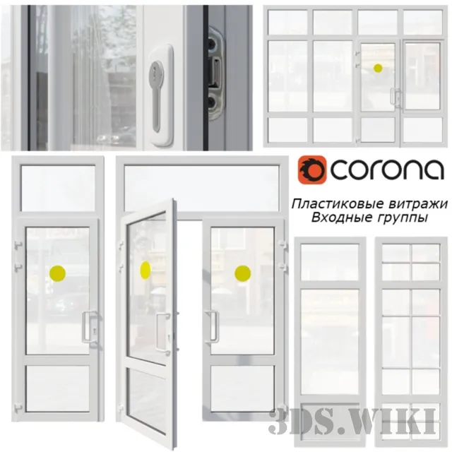 other-models – Plastic stained glass window door 3D Model