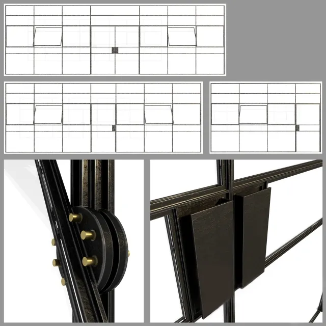 other-models – Set 3 big doors black steel 3D Model