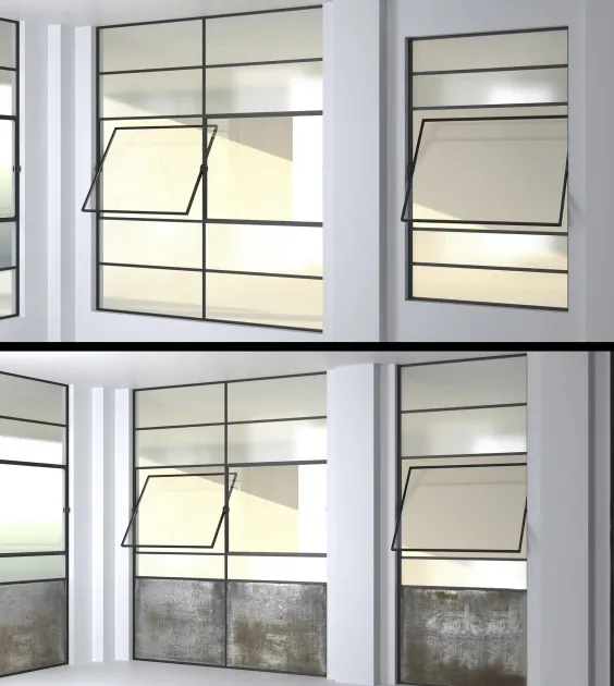other-models – Set 4 Steel Factory Windows wired glass wireglass 3D Model