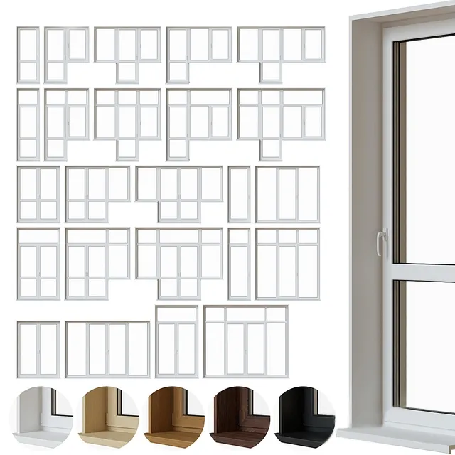 other-models – Set of plastic balcony doors 3D Model