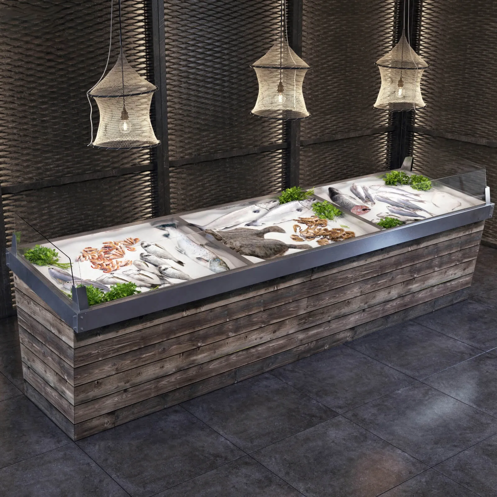 other-models – Showcase with fish and seafood 3D Model