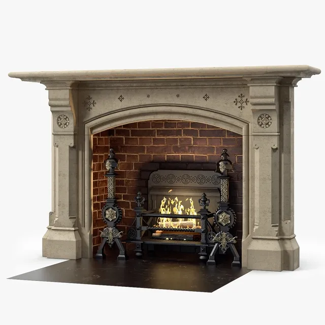 other-models – Westland London a large Yorkstone Gothic style Antique Fireplace stock No 14223 3D Model