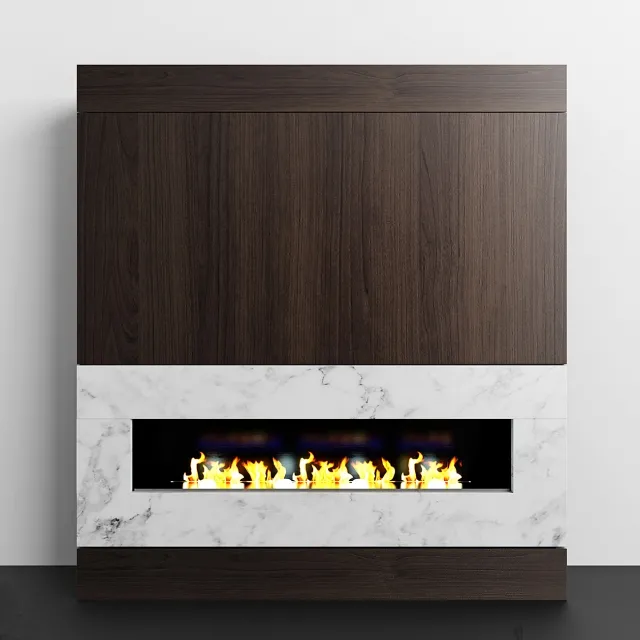 other-models – Wood & Marble fireplace 3D Model