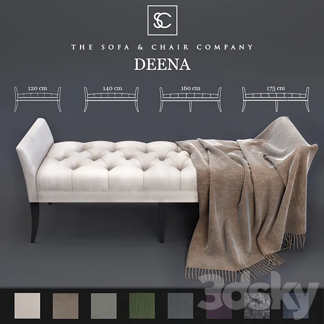 Ottoman Deena – The Sofa & Chair Company and Plaid 3D Model Ottoman Deena – The Sofa & Chair Company and Plaid 3D Model