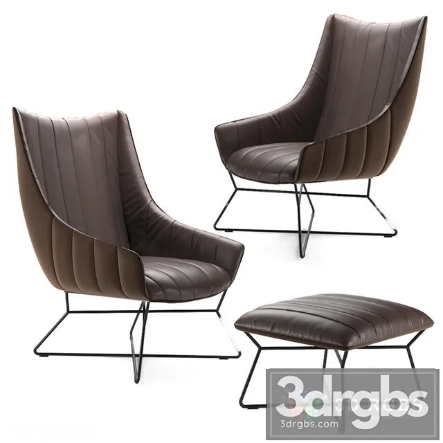 Ottoman Freifrau Rubie Armchair 3D Model Download