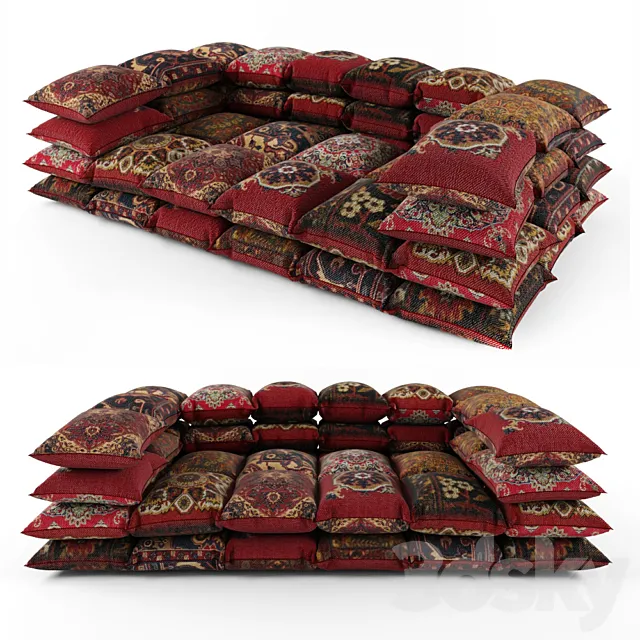 Ottoman from pillows 3D Model Ottoman from pillows 3D Model