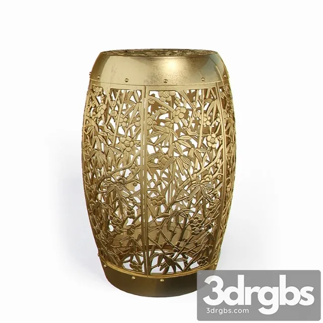 Ottoman midcentury asian inspired garden stool 2 3D Model Download