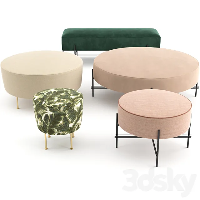 Ottomans and Poufs by GUBI 3D Model Ottomans and Poufs by GUBI 3D Model