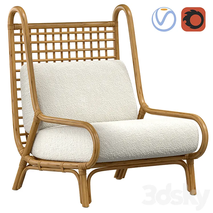 OUEN RATTAN ACCENT CHAIR CB2 Crate Barrel 3D Model Free Download