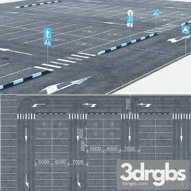 Outdoor Car Park 3D Model Download