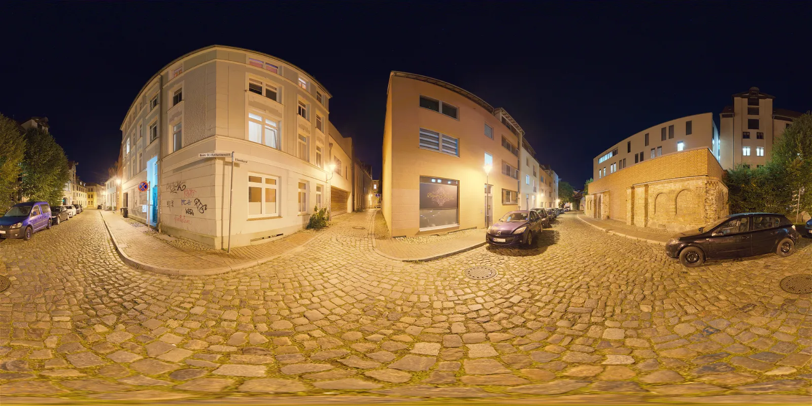 Cobblestone Street Night