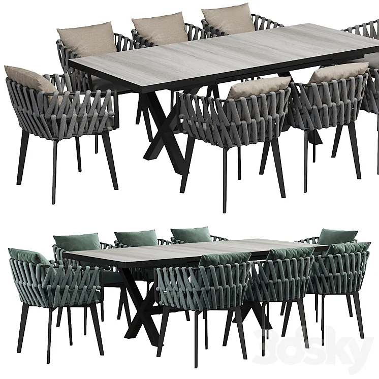 Outdoor dining table 3D Model Free Download