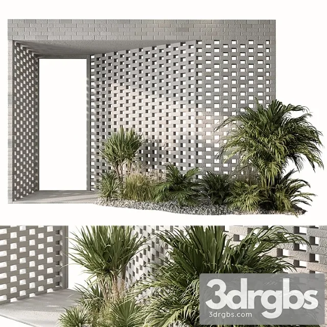 Outdoor entrance parametric brick wall – architecture element 53 3D Model Download