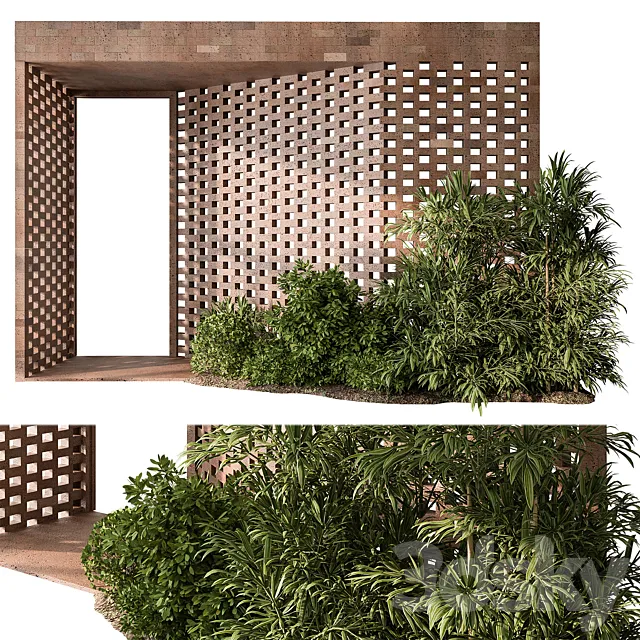Outdoor Entrance Parametric Brick Wall – Architecture Element 54 3D Model