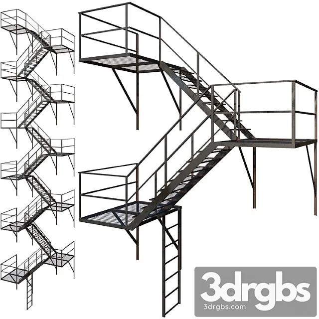 Outdoor fire ladder (low poly) 3D Model Download