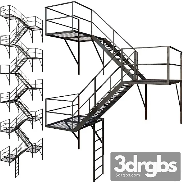 Outdoor Fire Ladder Low Poly 3D Model Download