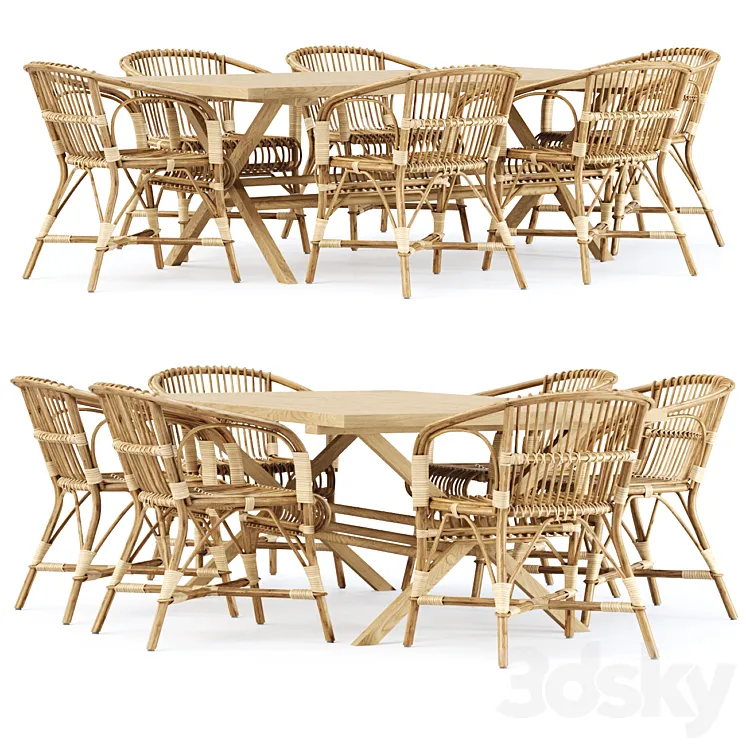 Outdoor garden furniture set_v02 \/ Garden furniture set 3D Model Free Download