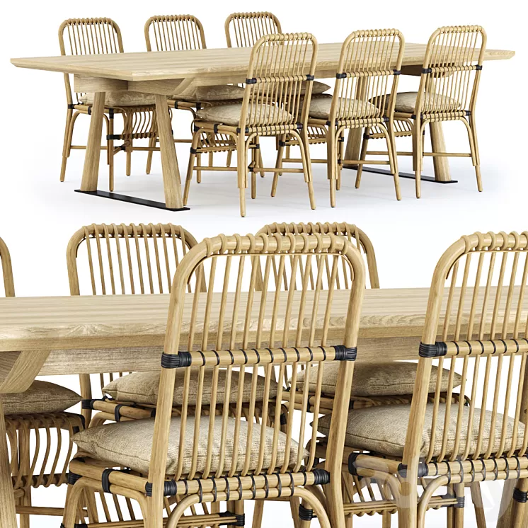 Outdoor garden furniture set_v03 \/ Garden furniture set 3D Model Free Download