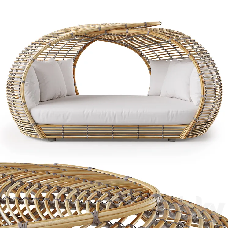 Outdoor garden rattan wicker daybed Amber 3D Model Free Download