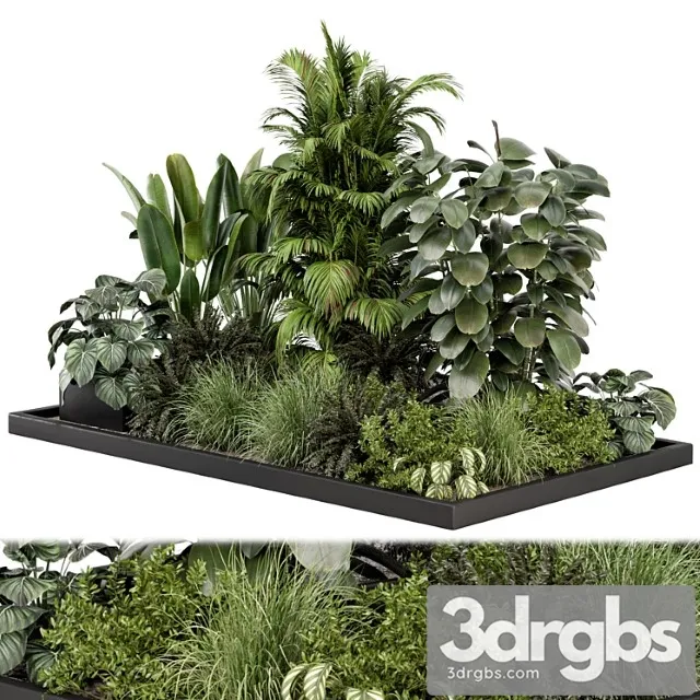 Outdoor Garden Set Bush And Tree Garden Set 1030 3D Model Download
