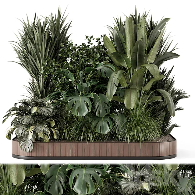 Outdoor Garden Set Bush and Tree – Garden Set 1697 3D Model